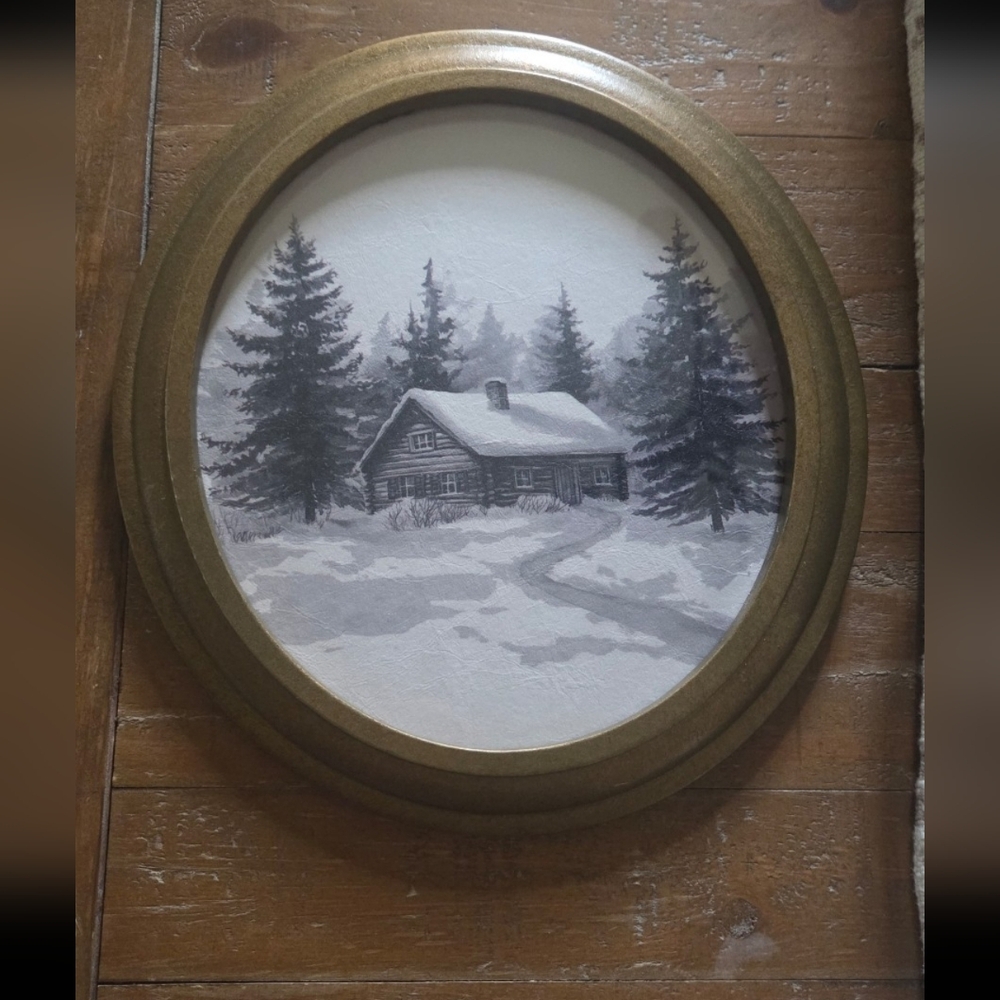My Texas House Winter Hideaway Framed Holiday Wall Art 10.83x11.81